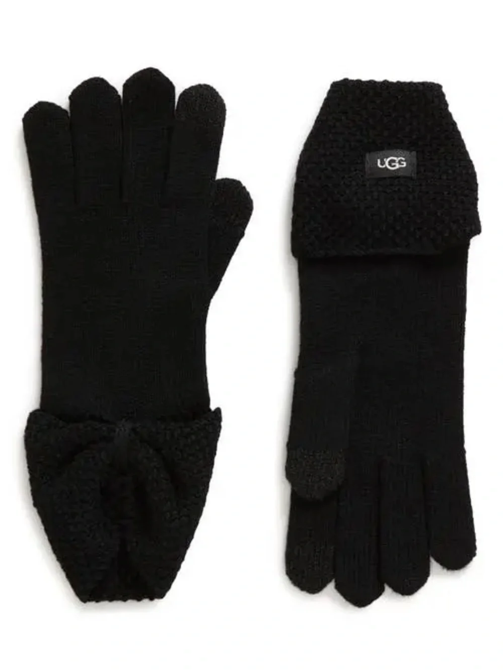 NWT UGG Bow Knit Winter Gloves In Black